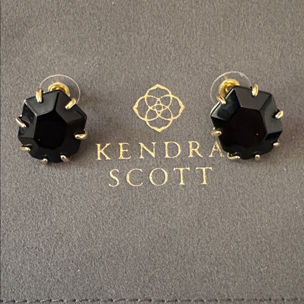 Kendra Scott Gold Morgan Stud Earrings in Black Agate - Picture 9 of 12